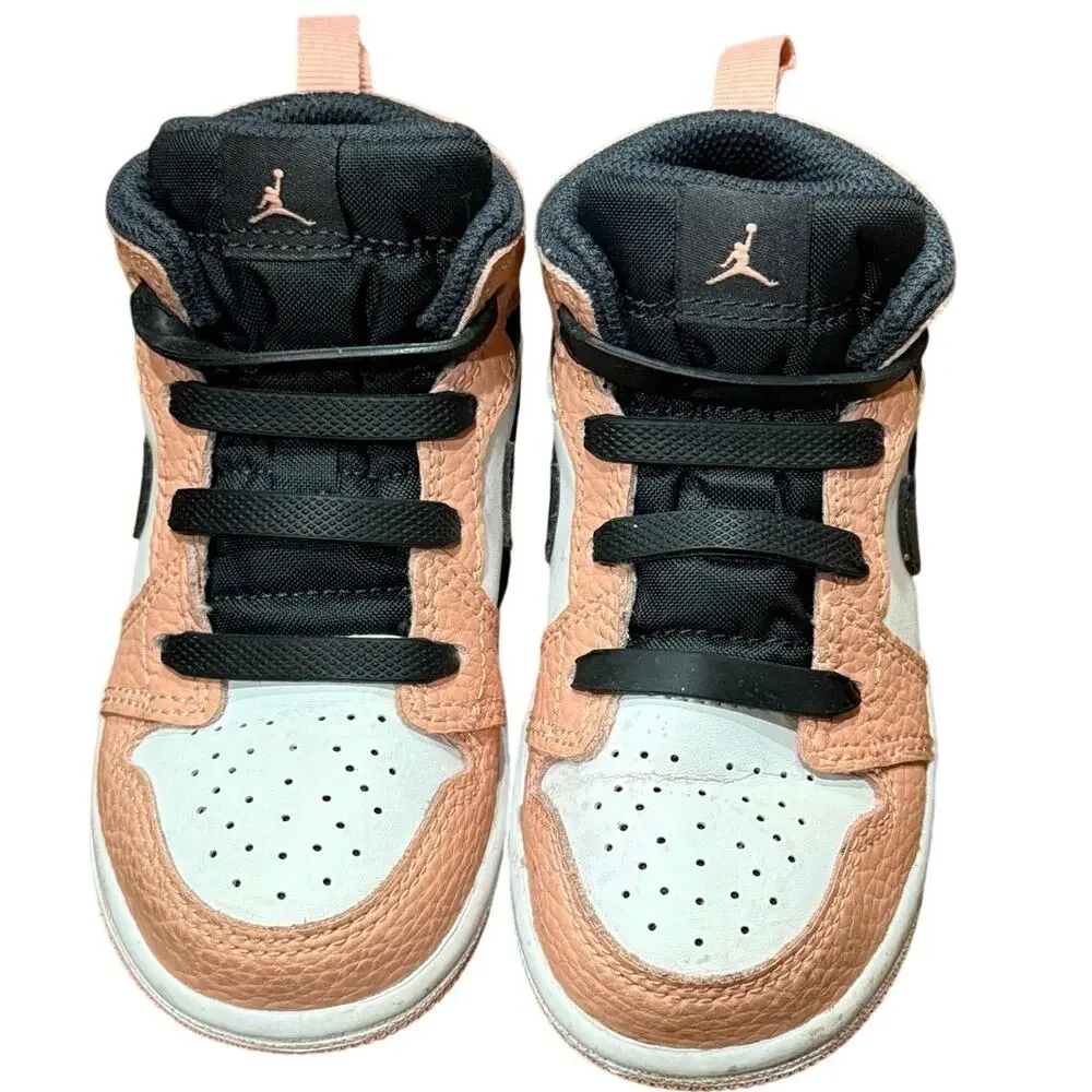 Nike Air Jordan 1 Mid GT Pink Quartz 7C Toddler Sneakers No Box Easy On Laces